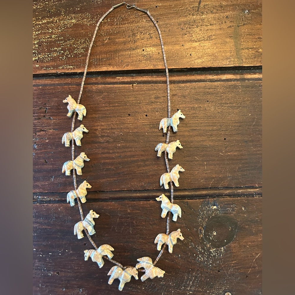 Zuni stone Horse Beaded Necklace